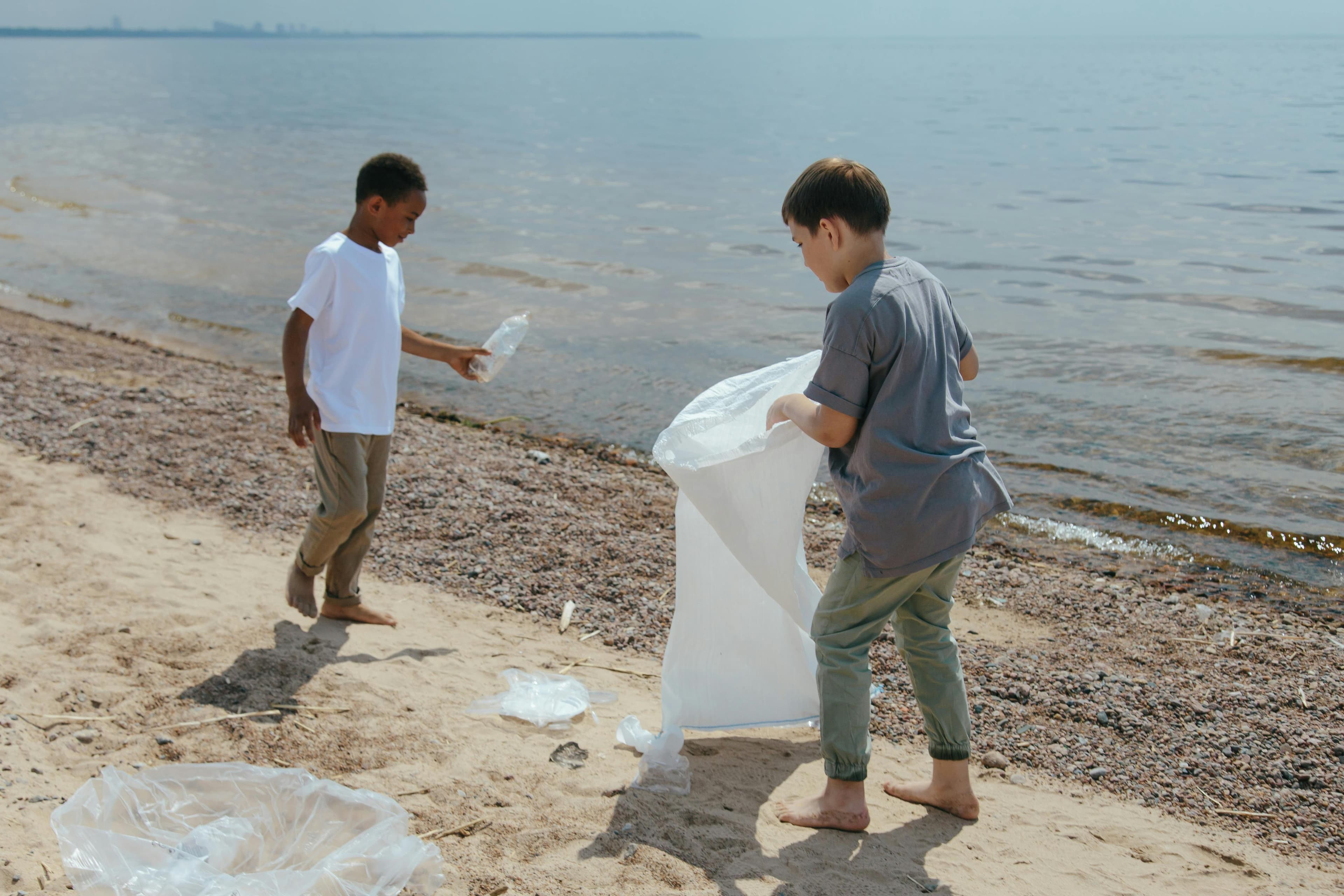 Volunteers cleaning up a park, showing environmental action.